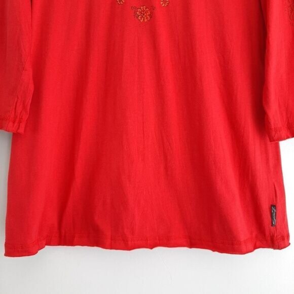 SEVEN7 Boho Paisley Floral Light V-Neck Hoodie Red Sz XL - Picture 4 of 13